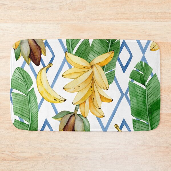 Item preview, Fresh Tropical Bananas on Blue Geometric Design  designed and sold by AnimaliaStar.