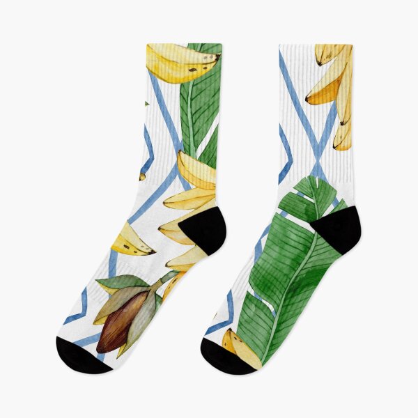 Item preview, Fresh Tropical Bananas on Blue Geometric Design  designed and sold by AnimaliaStar.