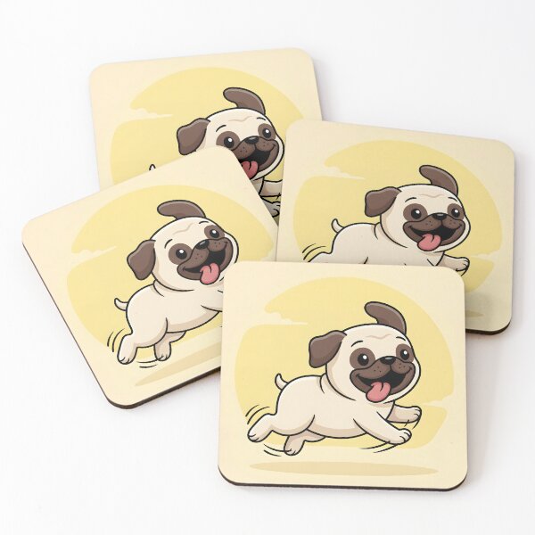 Item preview, Cute Running Pug Cartoon – Happy Dog Illustration designed and sold by AbstractAuraArt.