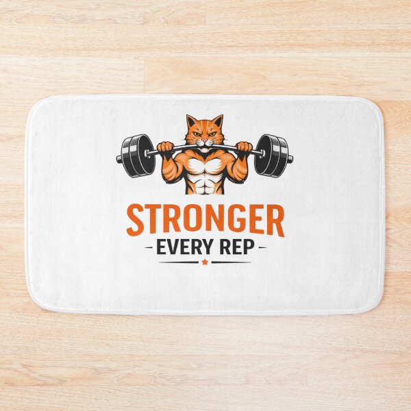 Item preview, Stronger Every Rep Gym Cat – Funny Fitness Weightlifting Design designed and sold by bilal sibgui.