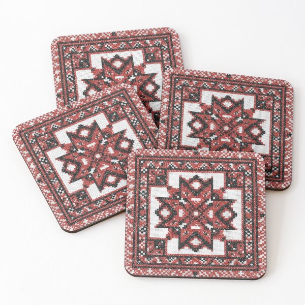 Item preview, Ukrainian Folk Embroidery Square: Traditional Star and Geometric Pattern. designed and sold by BrainCurves.