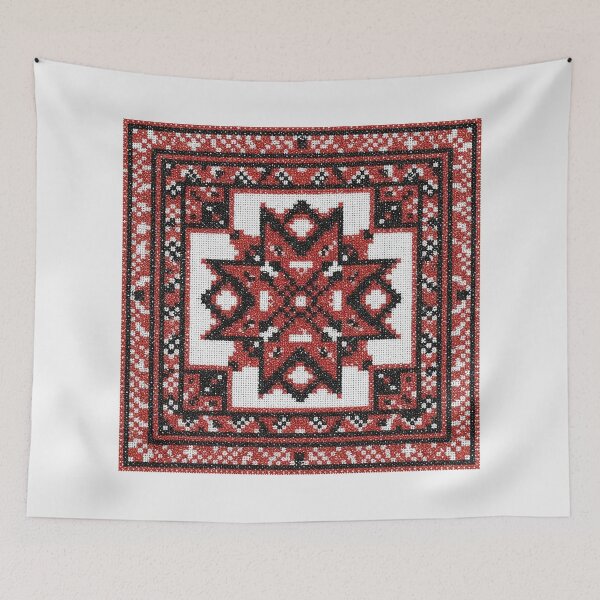 Item preview, Ukrainian Folk Embroidery Square: Traditional Star and Geometric Pattern. designed and sold by BrainCurves.