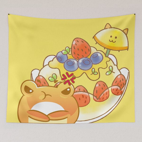 Item preview, Grumpy Kawaii Frog with Strawberry Dessert designed and sold by Kanniax.