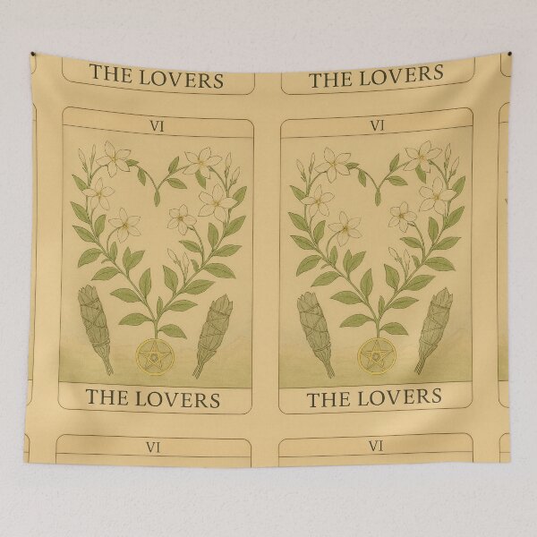 Item preview, THE LOVERS Tarot Card Botanical Art Print – VI – Sacred Botanical Deck designed and sold by LuxuryApparels.