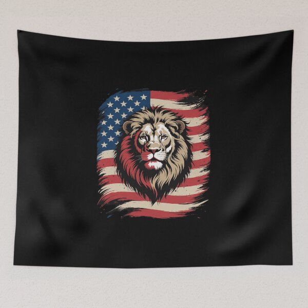 Item preview, USA 4th Of July Lion on Patriotic American Lion  designed and sold by DigitaldeligArt.
