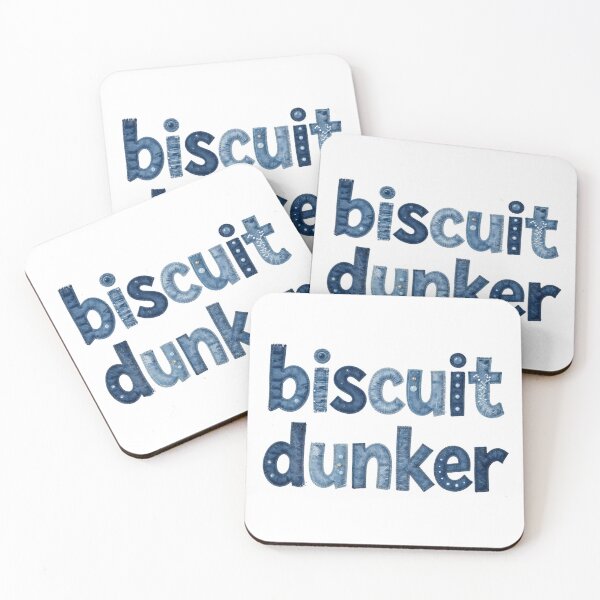 Item preview, BISCUIT DUNKER - IN DENIM FAUX LETTERING designed and sold by AlexOBrienArt.