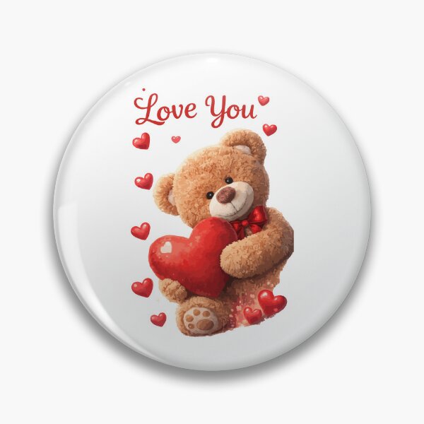 Aperçu de l'œuvre Adorable ourson en peluche « Je t'aime » – Motif romantique pour la Saint-Valentin créée et vendue par Emanova9.