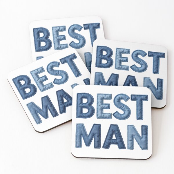 Item preview, BEST MAN - IN BLUE FAUX LETTERING designed and sold by AlexOBrienArt.