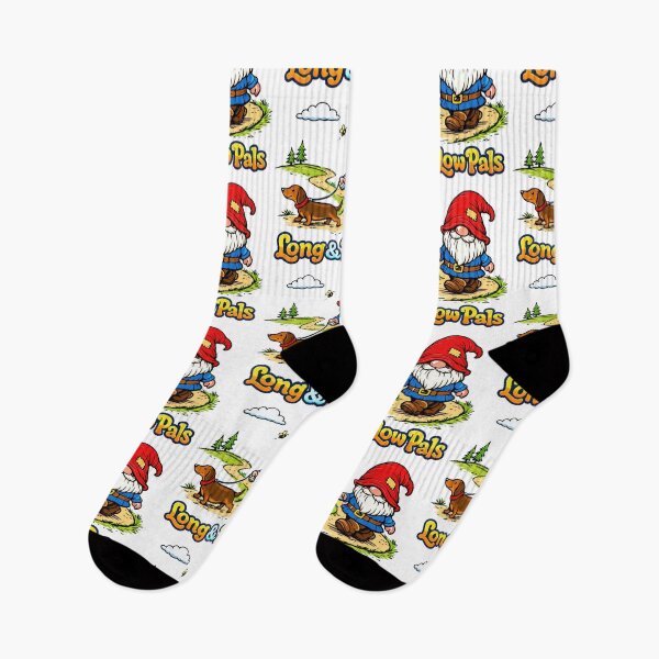 Item preview, Long & Low Pals – Gnome Walking Dachshund Illustration designed and sold by Moriarty's Digital Visions.