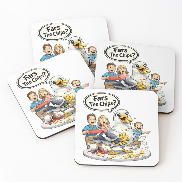 Item preview, Fars The Chips? – Funny Seagull Stealing Food Cartoon Design designed and sold by D S DESIGNS .