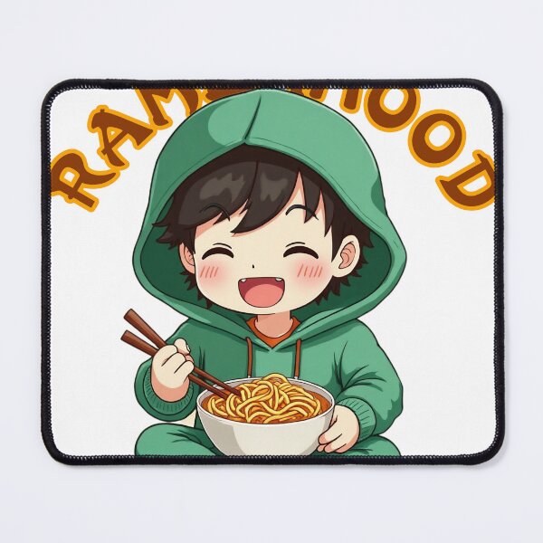 Item preview, A chibi character sitting cross-legged on the floor eating ramen designed and sold by indieartst.