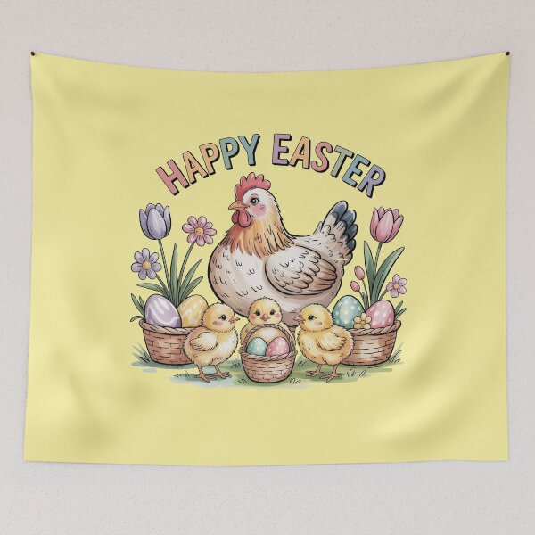 Item preview, Happy Easter – Vintage Mother Hen and Chicks Illustration designed and sold by WikaKowalczyk.