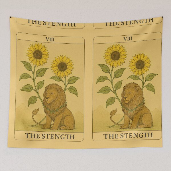 Item preview, The Strength Tarot – Botanical Lion & Sunflower Card (VIII) designed and sold by LuxuryApparels.