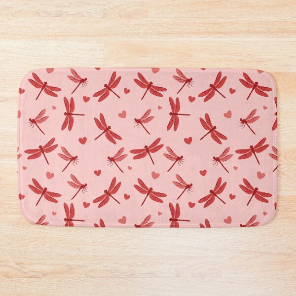 Item preview, Red Dragonflies with Small Hearts on Pink Background designed and sold by natalielaf.