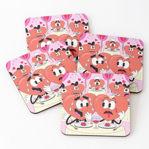 Item preview, Awkward Valentine's Date | Funny Heart Characters Cartoon designed and sold by Midnight Veil Designs.