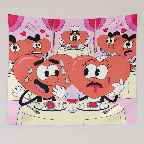 Item preview, Awkward Valentine's Date | Funny Heart Characters Cartoon designed and sold by Midnight Veil Designs.