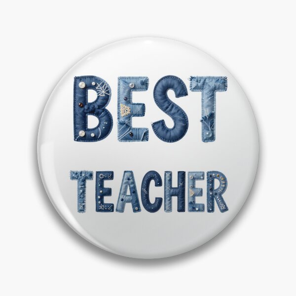 Item preview, BEST TEACHER - IN DENIM FAUX LETTERING designed and sold by AlexOBrienArt.