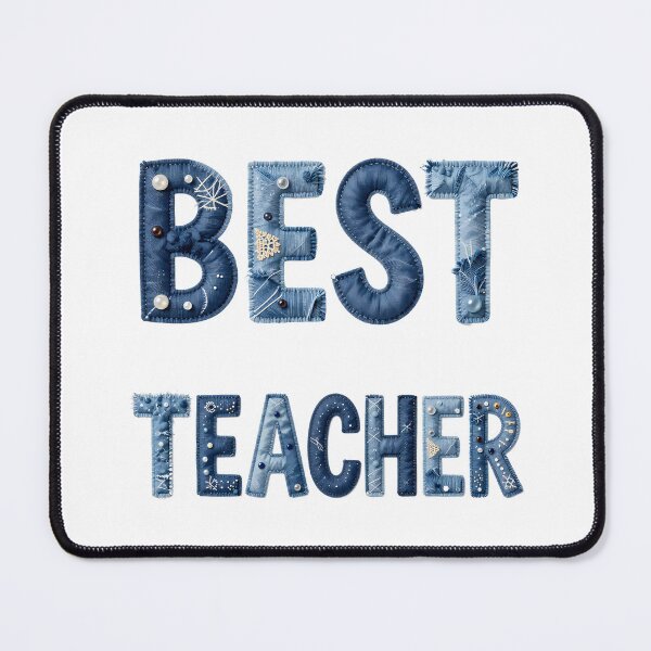 Item preview, BEST TEACHER - IN DENIM FAUX LETTERING designed and sold by AlexOBrienArt.