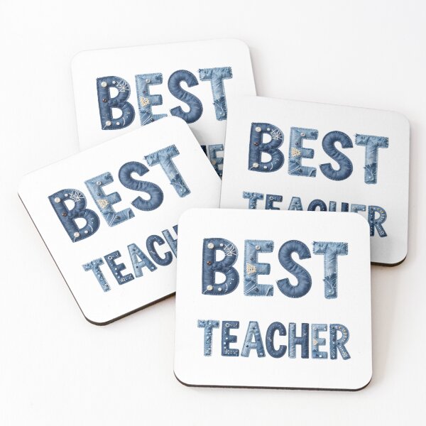 Item preview, BEST TEACHER - IN DENIM FAUX LETTERING designed and sold by AlexOBrienArt.