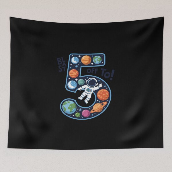 Item preview, 5 Year Old Outer Space Astronaut 5th Birthday Boy Girl Kids designed and sold by DigitaldeligArt.