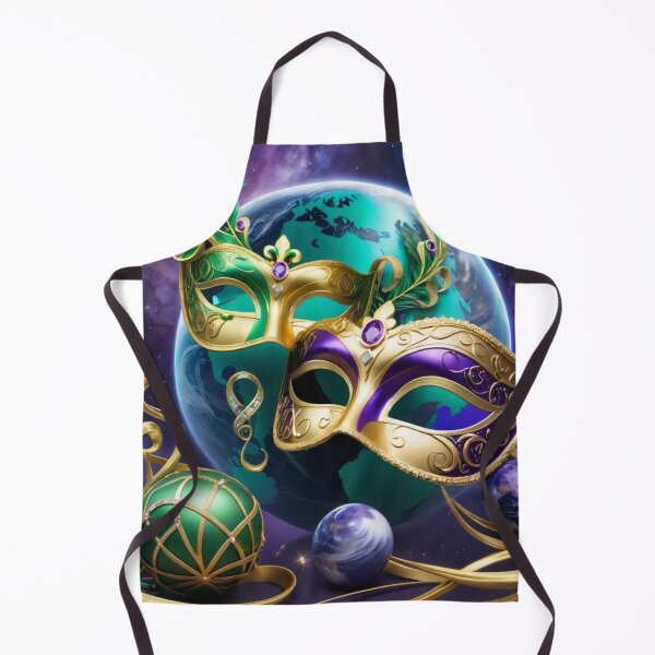 Item preview, World Globe With Colorful Mardi Gras Masks And Gold Twisted Metal designed and sold by Melantari Vizuns.