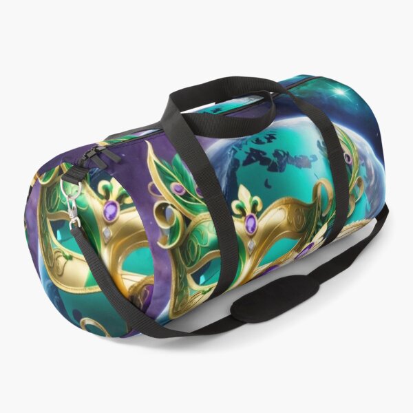 Item preview, World Globe With Colorful Mardi Gras Masks And Gold Twisted Metal designed and sold by Melantari Vizuns.