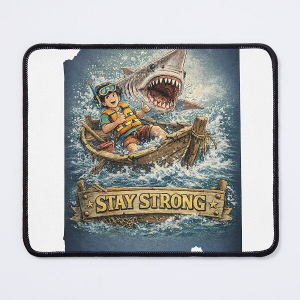 Item preview, Stay Strong Illustration – Brave Boy in Broken Boat Facing the Ocean designed and sold by theleocreator.