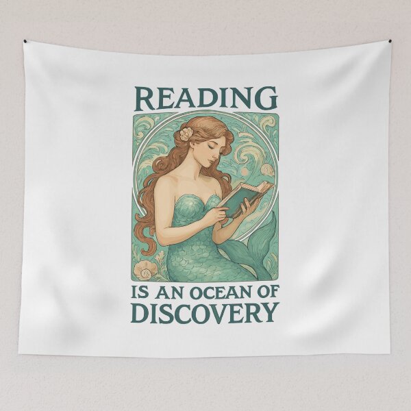 Item preview, Reading mermaid in the ocean of books designed and sold by Pineapple-Tree.