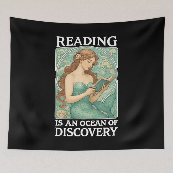 Item preview, Reading mermaid in the ocean of books designed and sold by Pineapple-Tree.