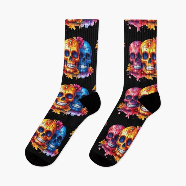 Item preview, Three sugar skulls with flowers, Day of the Dead designed and sold by LiskoDesign.