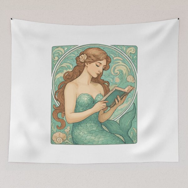 Item preview, Art Nouveau Mermaid Reading designed and sold by Pineapple-Tree.