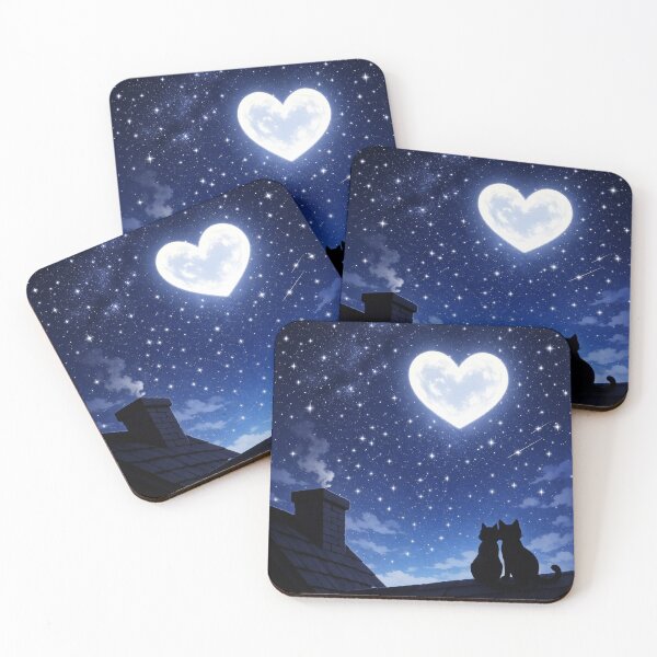 Item preview, Love Between Cats Under the Moon - Valentine's Day designed and sold by amrphotos18.