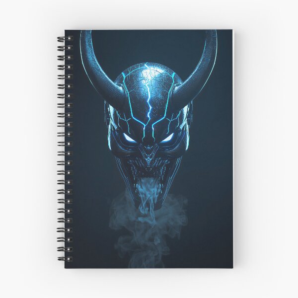 Item preview, CYBER ONI | Metallic Blue Samurai Demon Mask Streetwear designed and sold by ThePromptStudio.