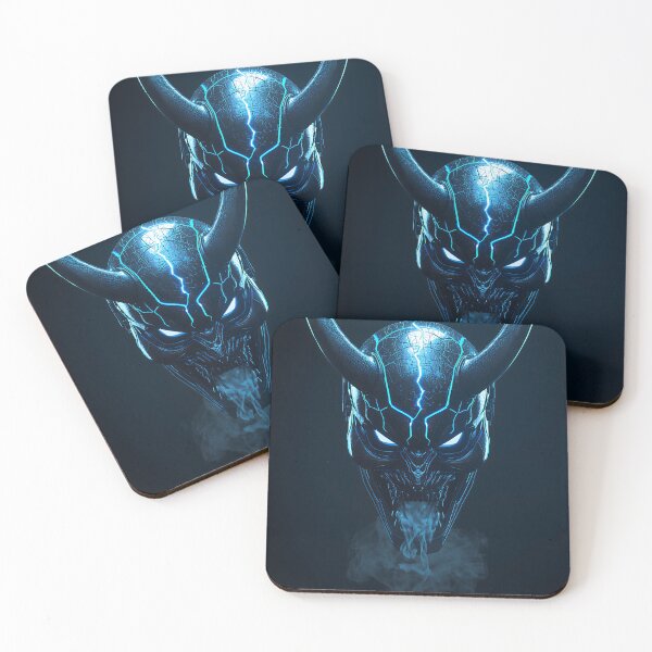 Item preview, CYBER ONI | Metallic Blue Samurai Demon Mask Streetwear designed and sold by ThePromptStudio.