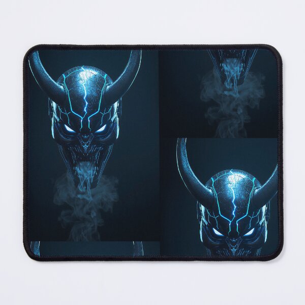 Item preview, CYBER ONI | Metallic Blue Samurai Demon Mask Streetwear designed and sold by ThePromptStudio.