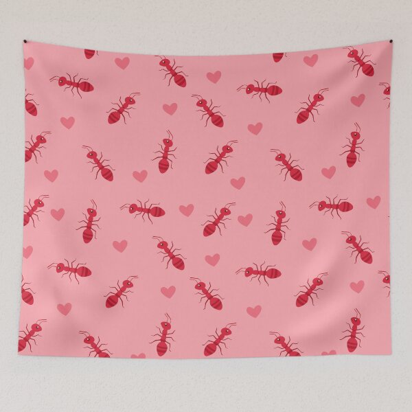 Item preview, Red Ants and Hearts on Soft Pink Background designed and sold by natalielaf.