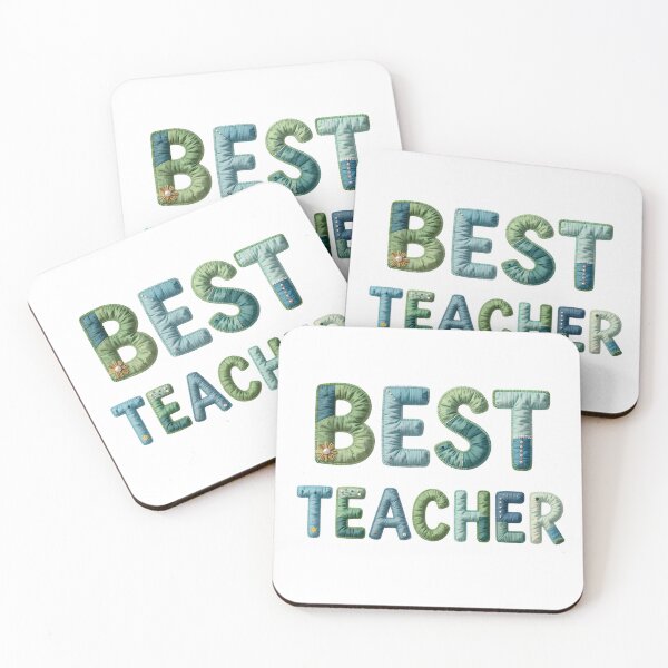 Item preview, BEST TEACHER - IN BLUE & GREEN FAUX LETTERING designed and sold by AlexOBrienArt.