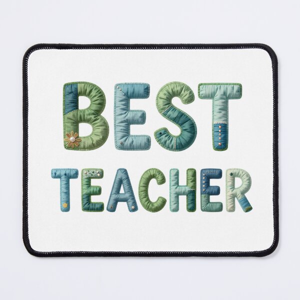 Item preview, BEST TEACHER - IN BLUE & GREEN FAUX LETTERING designed and sold by AlexOBrienArt.