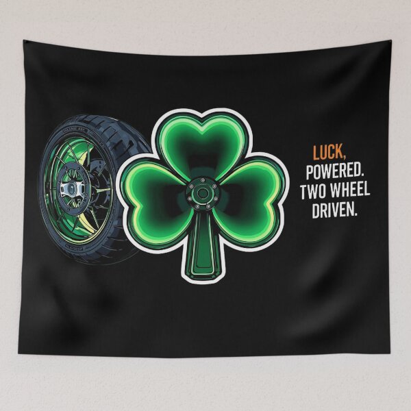 Item preview, LUCK POWERED. TWO WHEELS DRIVEN. - St Patrick’s Day Motorcyclist Design  designed and sold by YourTrendyTees.