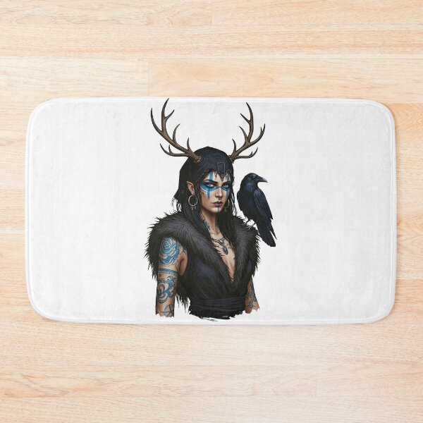 Item preview, Tribal Warrior Woman with Deer Antlers and Raven designed and sold by TeeARTHY.