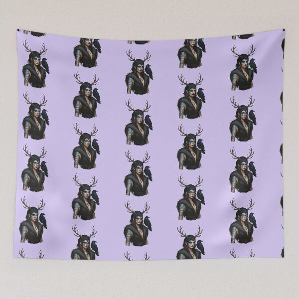 Item preview, Tribal Warrior Woman with Deer Antlers and Raven designed and sold by TeeARTHY.
