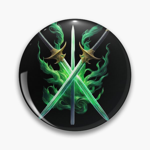 Item preview, Crossed Emerald Energy Swords designed and sold by Black Ink Visions.