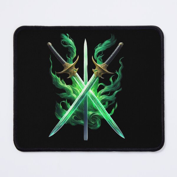 Item preview, Crossed Emerald Energy Swords designed and sold by Black Ink Visions.