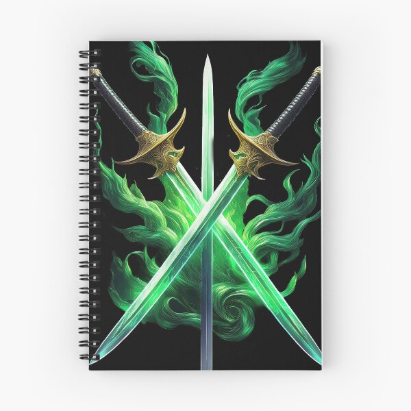 Item preview, Crossed Emerald Energy Swords designed and sold by Black Ink Visions.