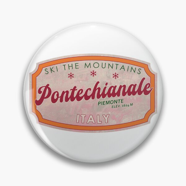 Item preview, Pontechianale, Italy, Piemonte, Ski, textured skiing badge designed and sold by Wanderful-roads.