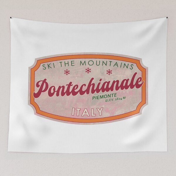 Item preview, Pontechianale, Italy, Piemonte, Ski, textured skiing badge designed and sold by Wanderful-roads.