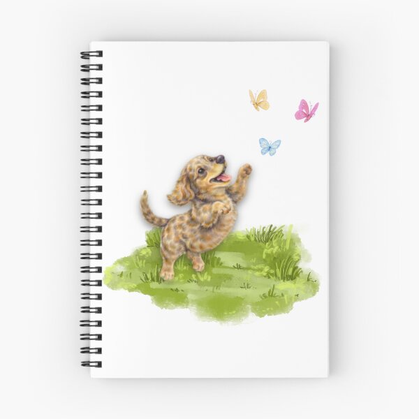 Item preview, “Charly & Dachshund Kasper” chasing butterflies, by FrauYviDesign designed and sold by FrauYviDesign.