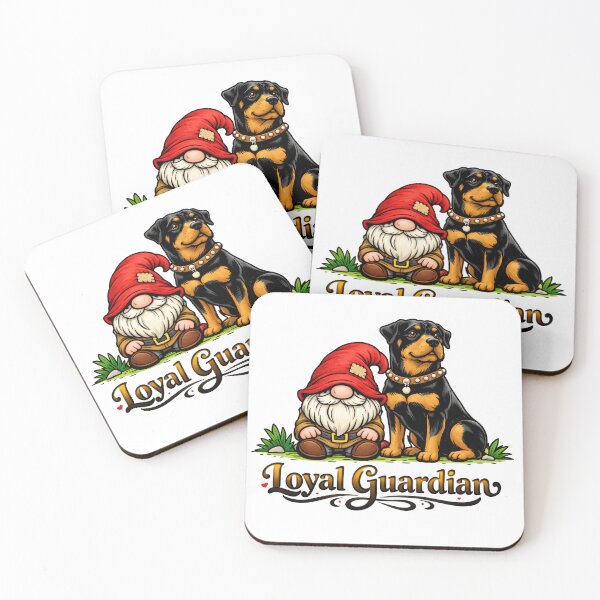 Item preview, Loyal Guardian Gnome and Rottweiler Illustration designed and sold by Moriarty's Digital Visions.