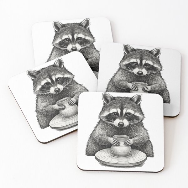 Item preview, Cute Raccoon Doing Pottery designed and sold by TeeARTHY.