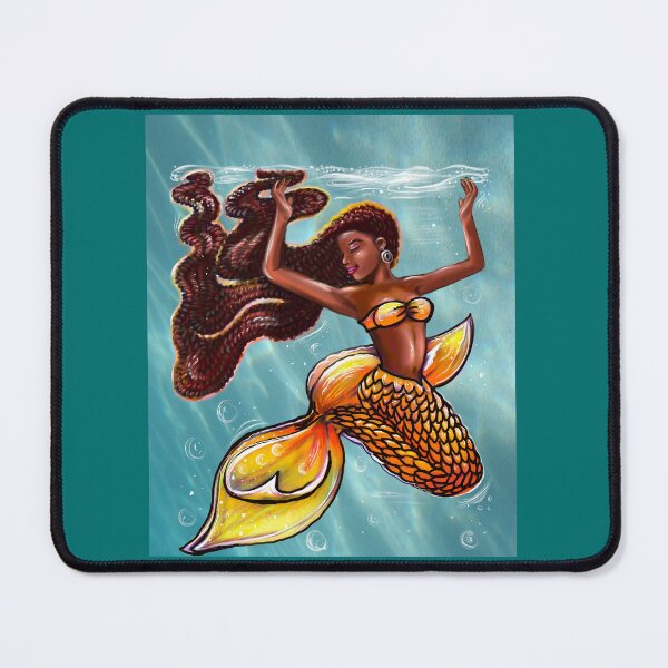 Item preview, Mermaid underwater ocean aesthetic - orange tail and Afro hair relaxing designed and sold by Artonmytee.